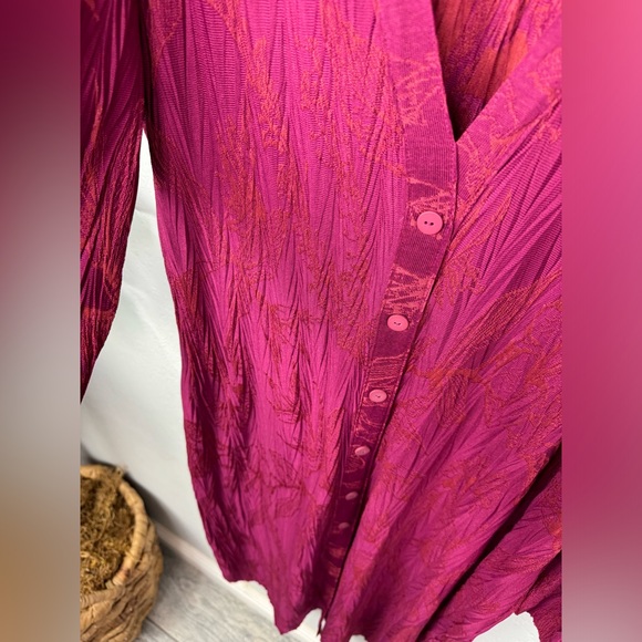 ZARA Jacquard Button Down Long Sleeve Midi Dress With Belt Women’s Large - Picture 7 of 10